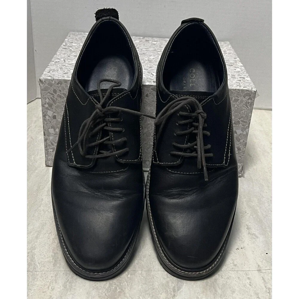Cole Haan Grand 360 Mens 9 Black Leather Oxford Shoes Hybrid Dress Sneaker